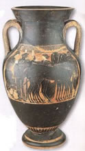 Anfora antica a figure nere del 520-500 a.c.